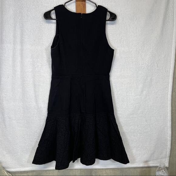 J. Crew Collection Black Ponte Eyelet A Line Dress Size 6 - Picture 4 of 9